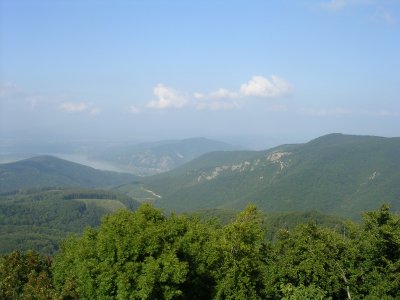 Danube River, North view from Dobogoko Mtn, Hungary.
